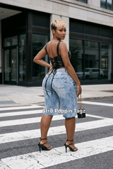 Peek-A-Boo Denim Shorts