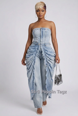 Draped In Style Denim Jumpsuit