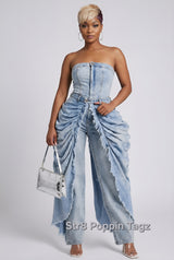 Draped In Style Denim Jumpsuit