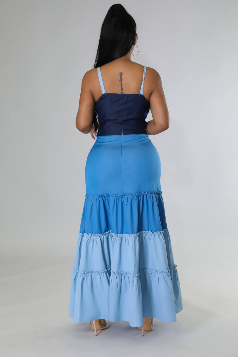Off To Paradise Denim Skirt Set