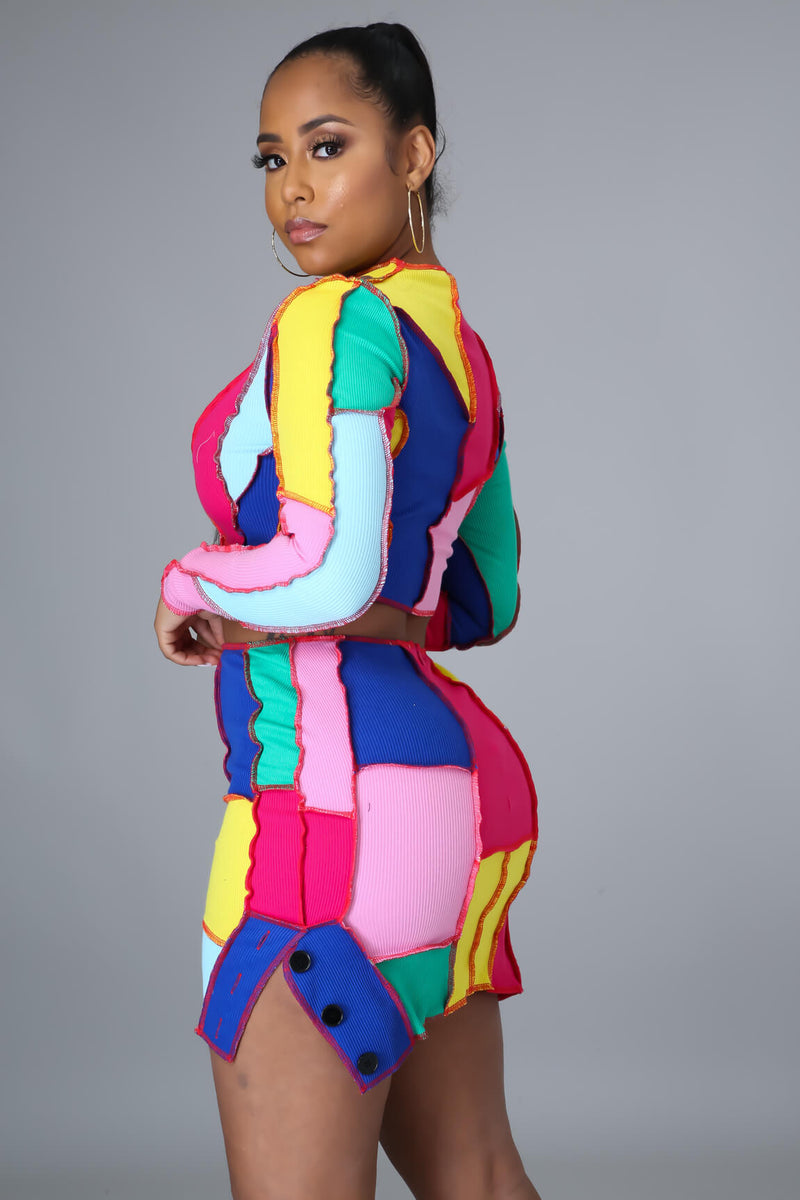 Color Block Skirt Set