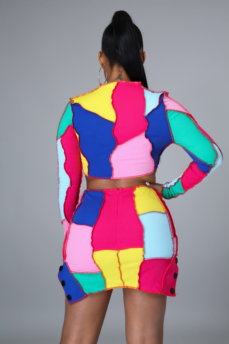 Color Block Skirt Set