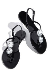 Rhinestone Jelly Sandal - Black
