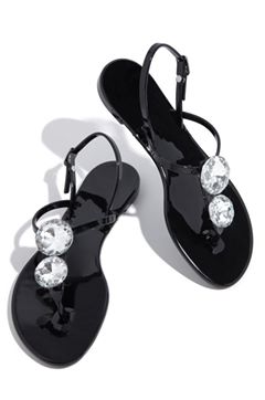 Rhinestone Jelly Sandal - Black