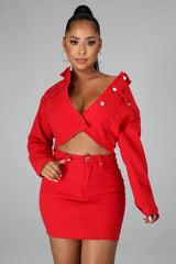 All Season Denim Skirt Set